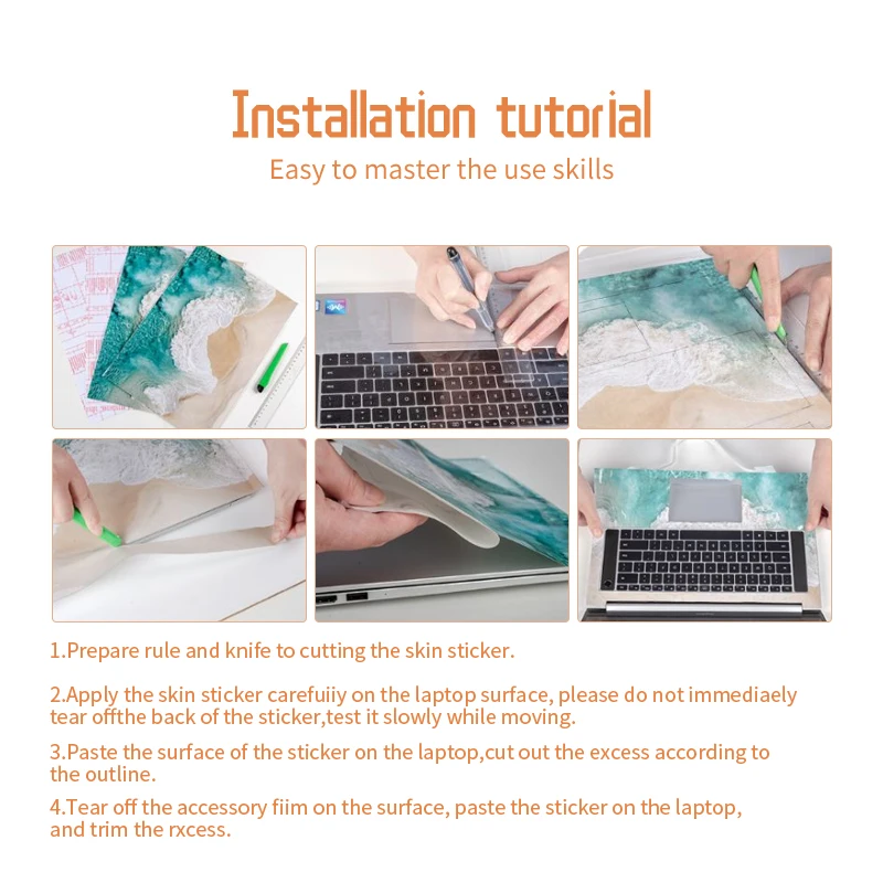 DIY 다채로운 노트북 스킨 스티커 비닐 스킨, 13.3 14 15.6 17.3 PVC 데코 데칼, 맥북 프로, 레노버, 아수스, HP용