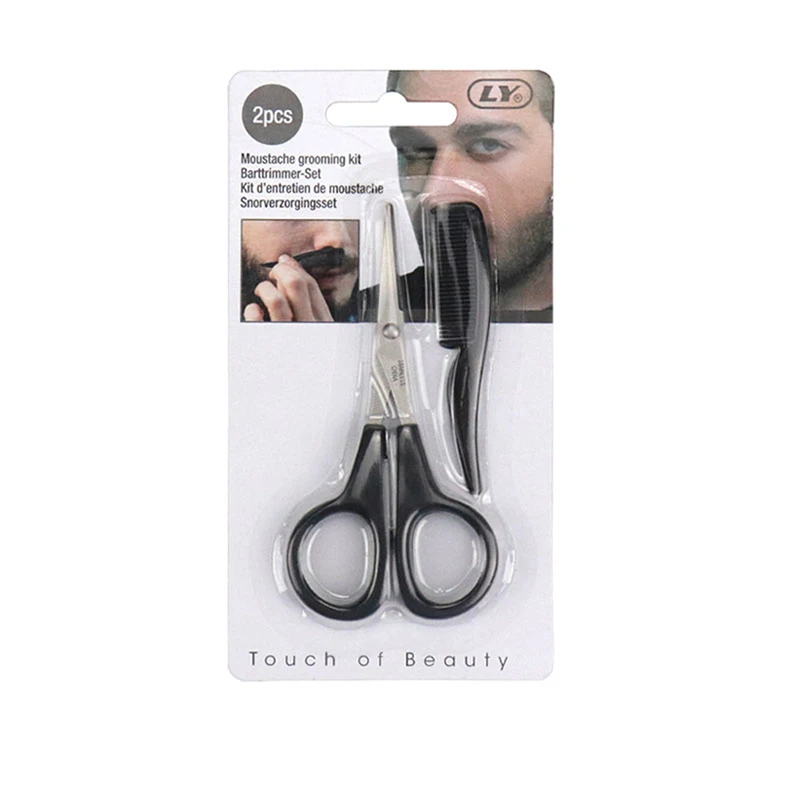Herren Bart Schnurrbart Kamm Nase Ohr Schere Trimmen Kit Haushalt Mini Bart Schere Set – Detail 6