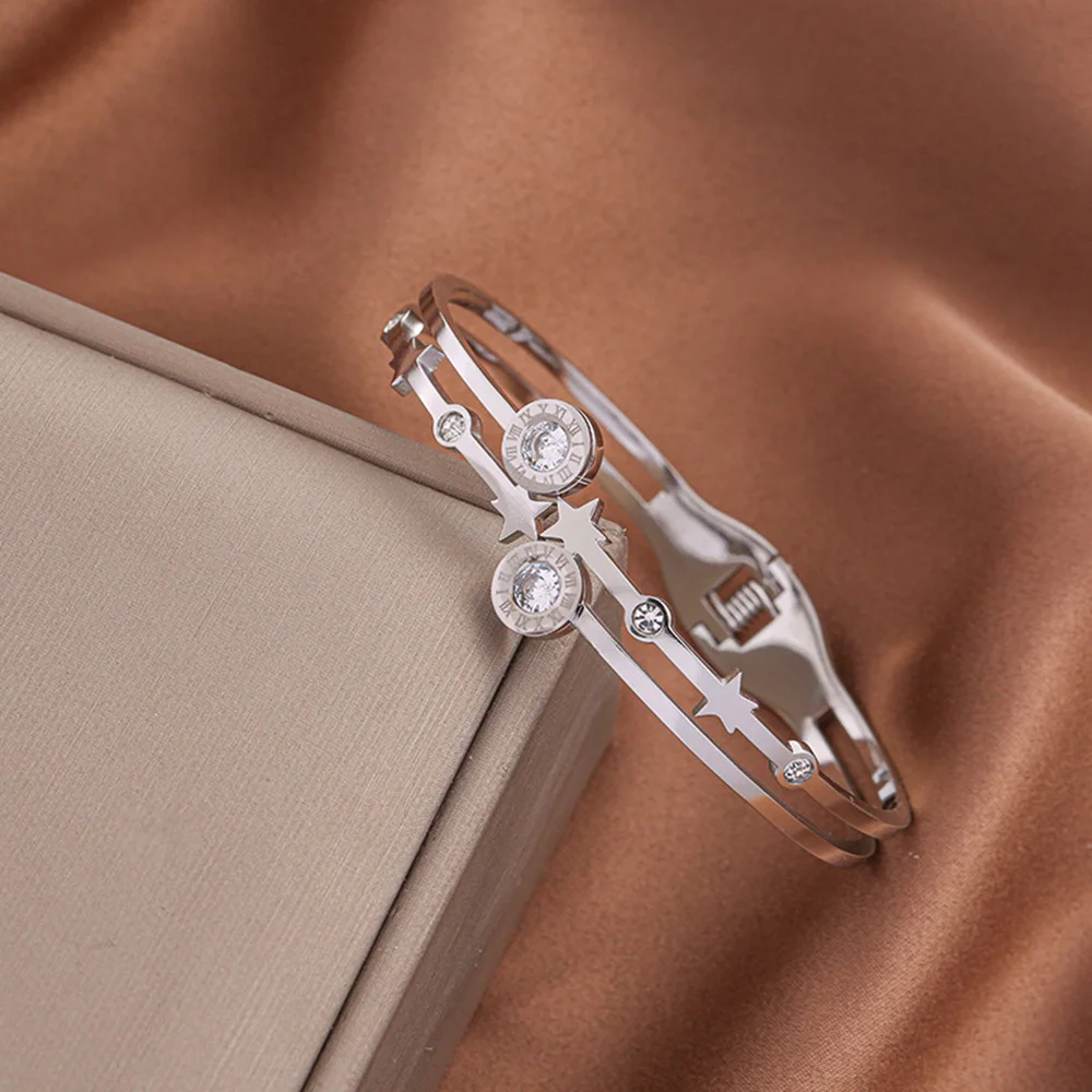 Deluxe double row roman numeral bracelet, women's 18K gold-plated bracelet, wedding orb gift 2
