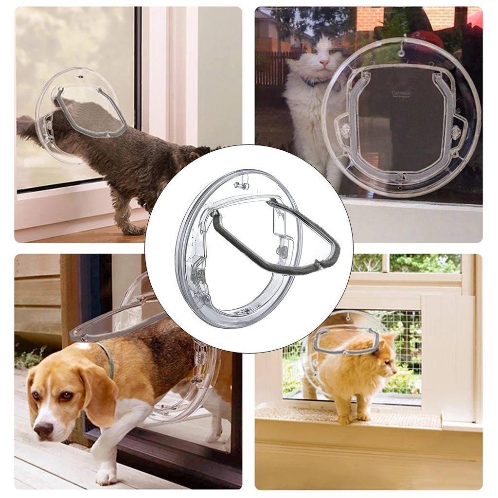 Locking Way Round Cat Flap Pets Dog Door Window Gate Kitten