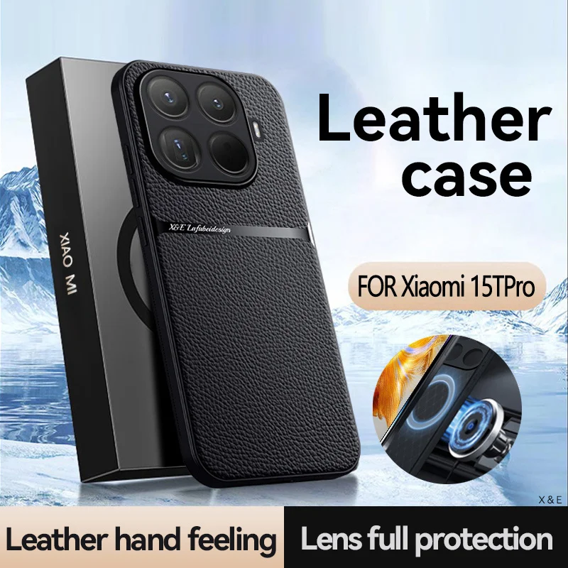 Luxury Leather Magnetic Shockproof Phone Cover with Car Holder