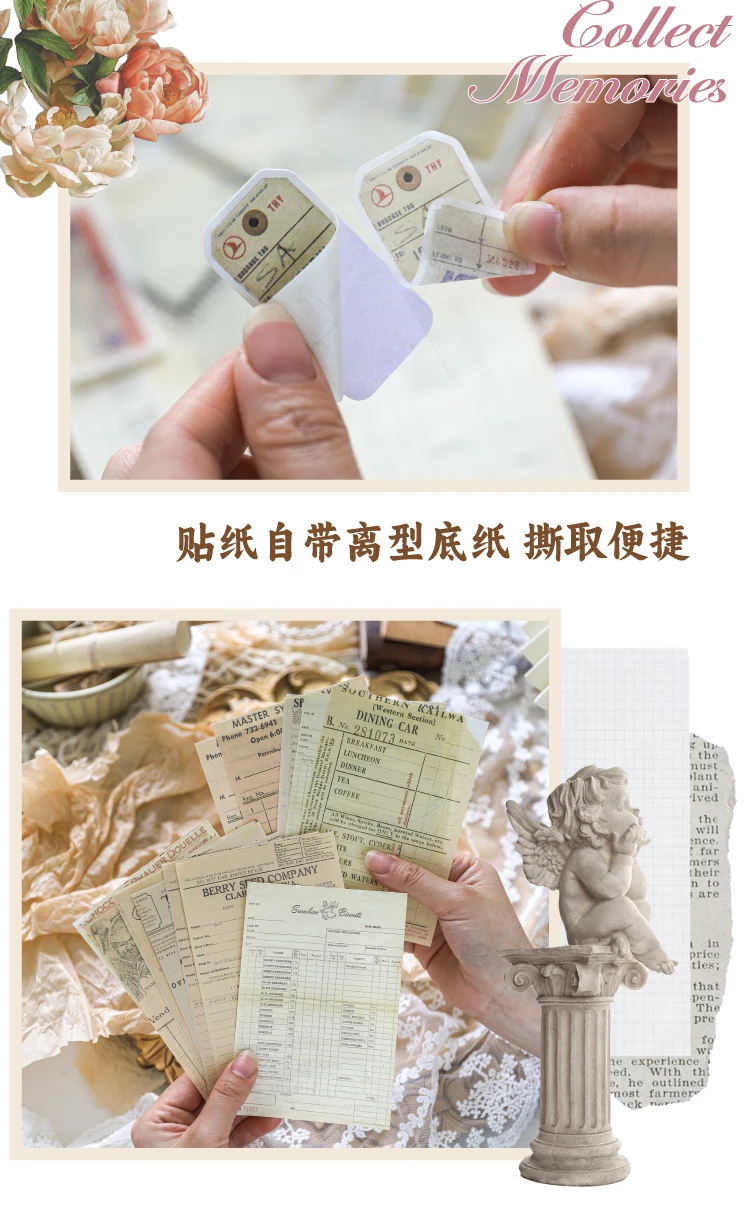 Yoofun 100 teile/los Memo Pads Material Papier sammeln Erinnerungen Junk Journal Scrap booking Karten Planer DIY Retro-Papier – Detail 7