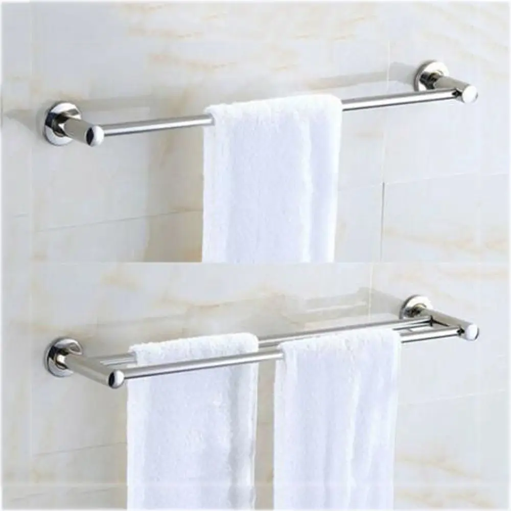 40/50cm Wall Mount Single/Double Towel Rack Stainless Steel Storage Shelf Household Bathroom Hanger Holder Useful Hardware towel rack towel holder bathroom facilities