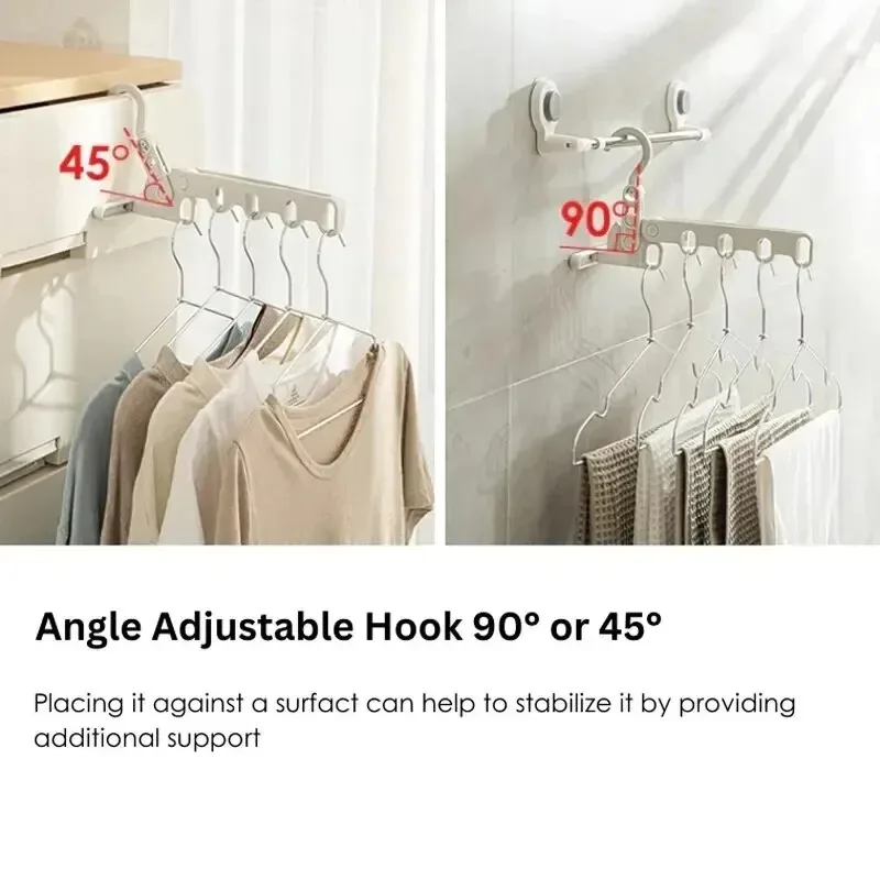 Portable Foldable Travel Hanger Folding Cloth Drying Rack Travel Hanger Hanging Rack with 5Holes for Hotel Multi-function Hanger