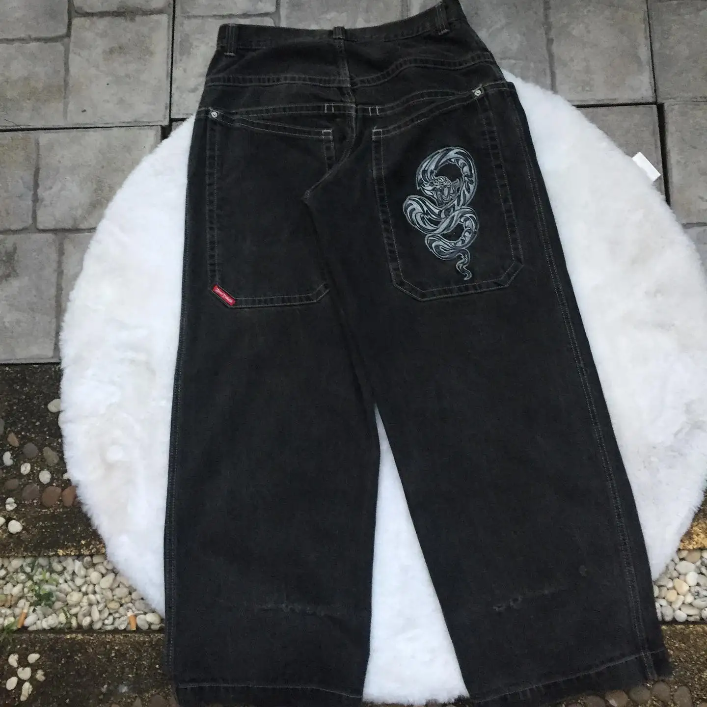 

2023 New American retro street hip hop snake print jeans for men and women Y2K punk Harajuku Gothic rock loose jeans street wear