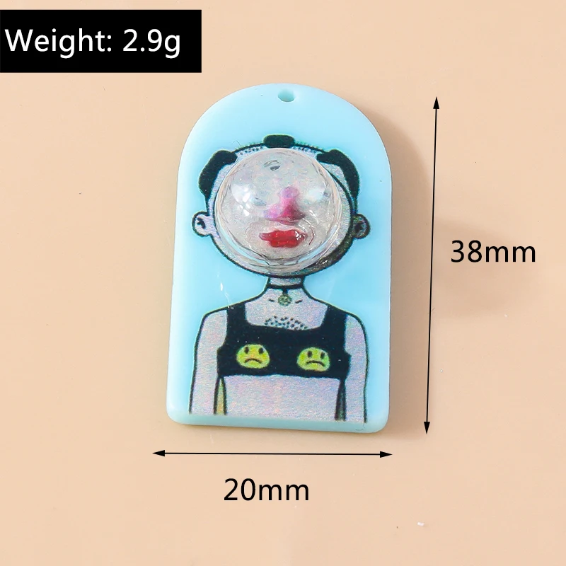 5pcs Cute Chewing Gum Blowing Bubble Girl Charms Creative Funny Pendant for Earring Necklace Keychains Diy Jewelry Accessories