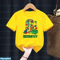 Fashion New Boy T-Shirt Funny Building Blocks 1-10 Birthday Kids T Shirt Summer O-Neck Shirt Tops For Kids Birthday Gift Tshirt 1