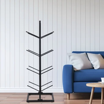 Basketball Organizer Iron Ball Rack 4-Layer Standing Gym Garage Storage Rack Ball Equipment Floor Rack Black 4