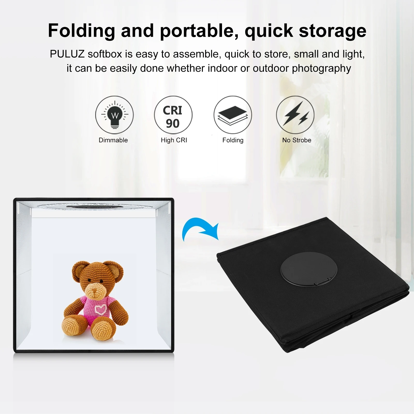 40cm Large Photography Light Box Portable 4 Colors Background Photo Studio  LED Lighting Cube Tent 