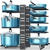 8 Tiers Pan Pot Organizer Rack 3 DIY Methods Adjustable Cabinet Pantry Pots Lids Storage Rack Kitchen Organization 1