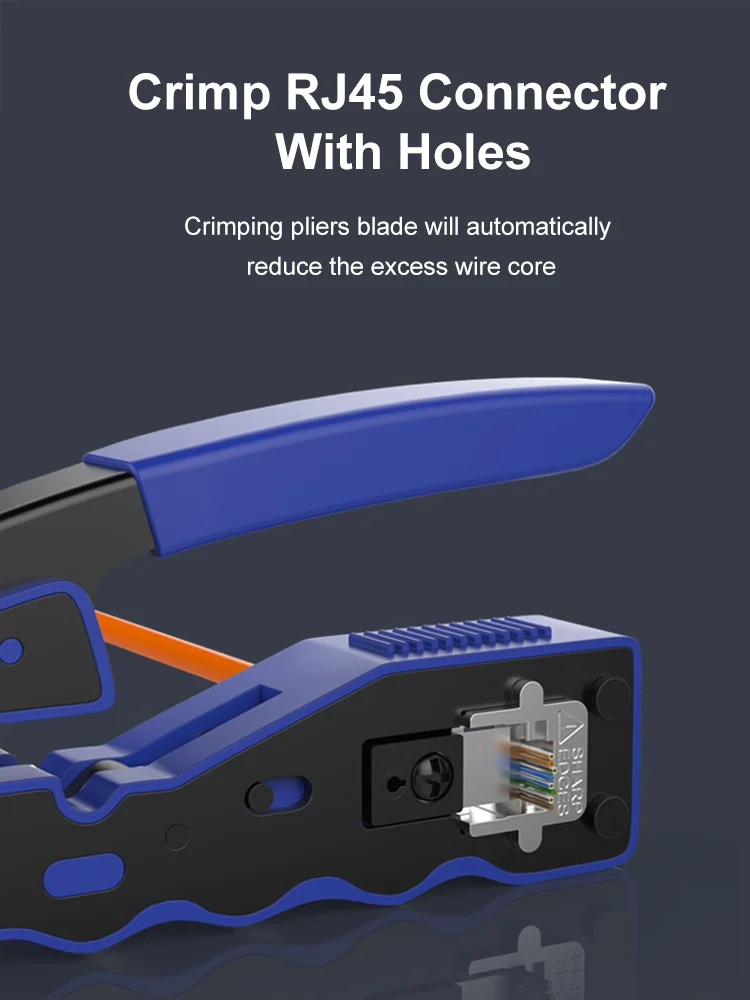 Rede Crimper Ferramentas Cabo Ethernet Stripper Através do Furo Conector Cat5 Alicate Pressionando Braçadeira de Fio Tongs Clip Rj45 - Imagem 6