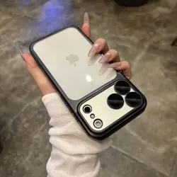 Cosmic Orange Translucent Phone Case with Frosted Bumper and Lens Protection - iPhone 15 (Black)