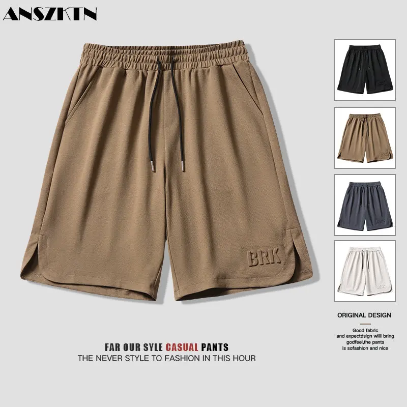 

ANSZKTN Bag edge style summer new casual shorts men's loose steel print trend 5 nickel pants