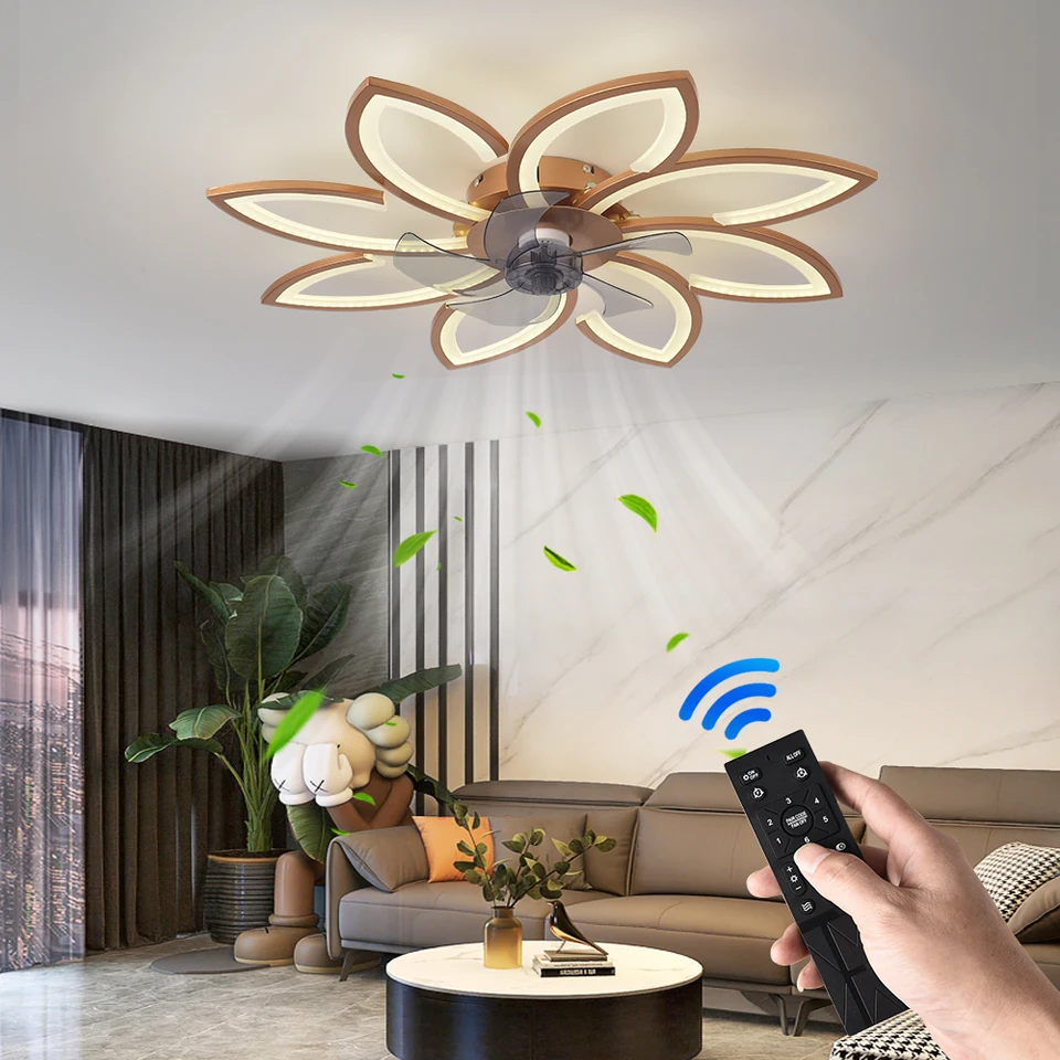 Ventilatore A Soffitto Con Luce LED A Fiore Dimmerabile - Telecomando, 50W, 60cm, Invisibile, Per Camera Letto E Soggiorno