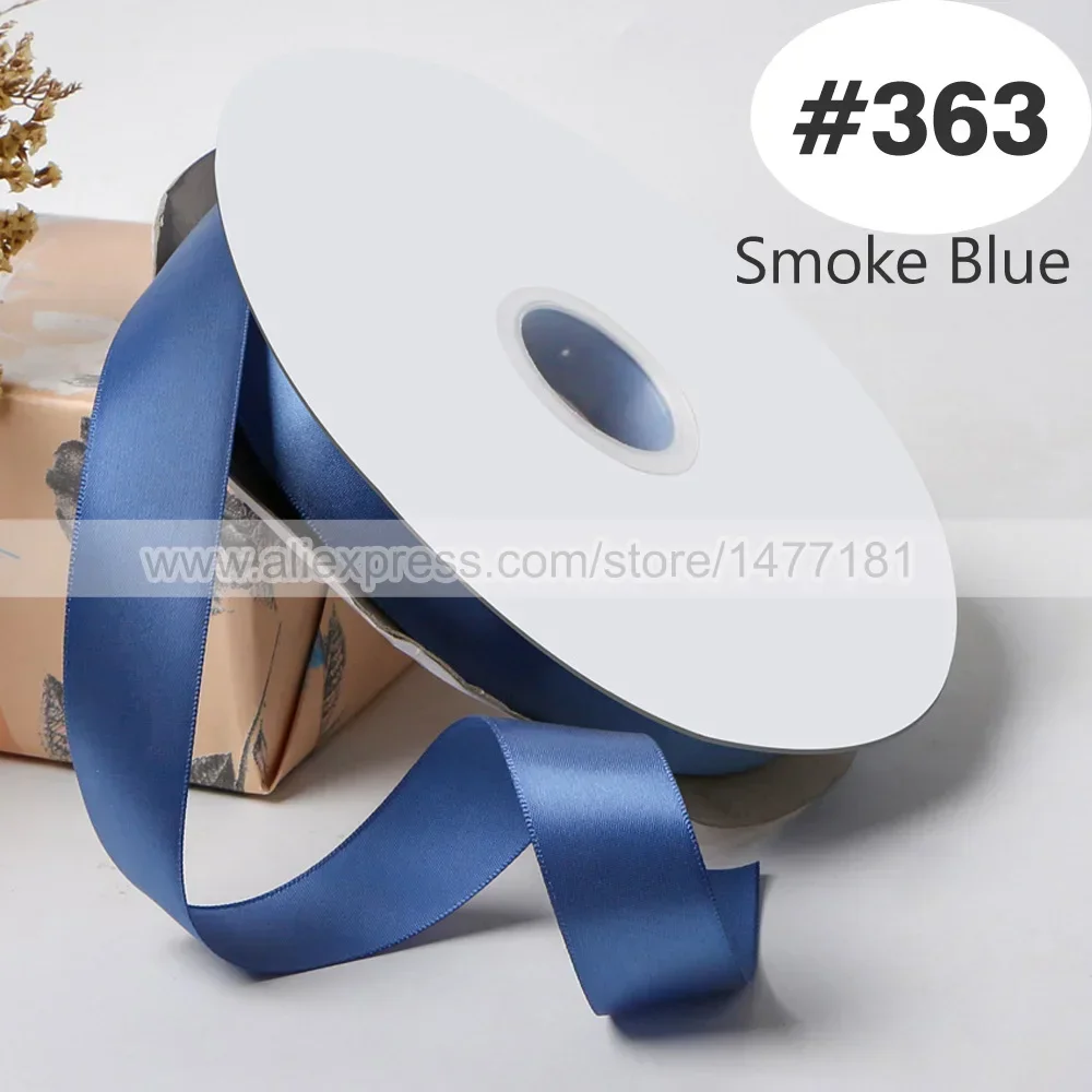 Blue Double Face Satin Ribbon – High-Density Polyester Fabric, Multiple Widths Available, 100 Yards