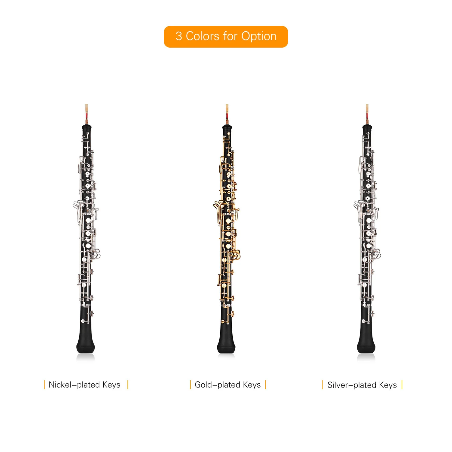 Professional Oboe C Key Semi-automatic Style Silver-plated Keys Woodwind Instrument with Oboe Reed Gloves Leather Case Carry Bag