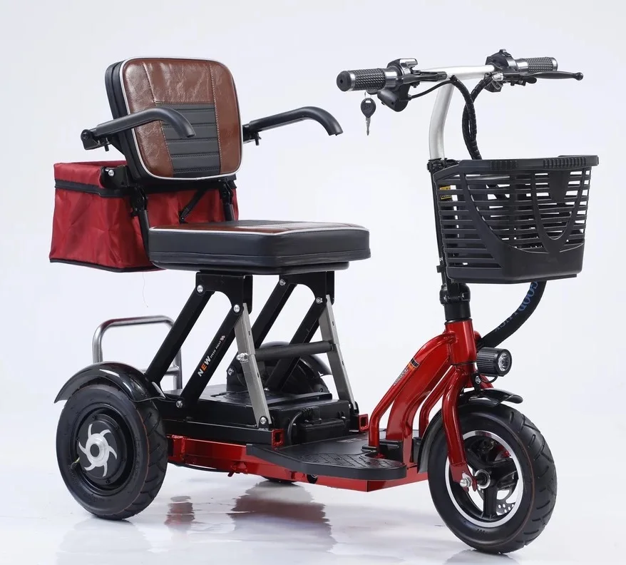dual double motor cheap elderly foldable mobility electric tricycles three wheel scooters 3 wheel bike for disabled