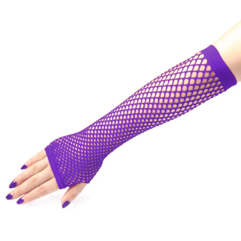 Neon Fishnet Fingerless Long Gloves Arm Warmers