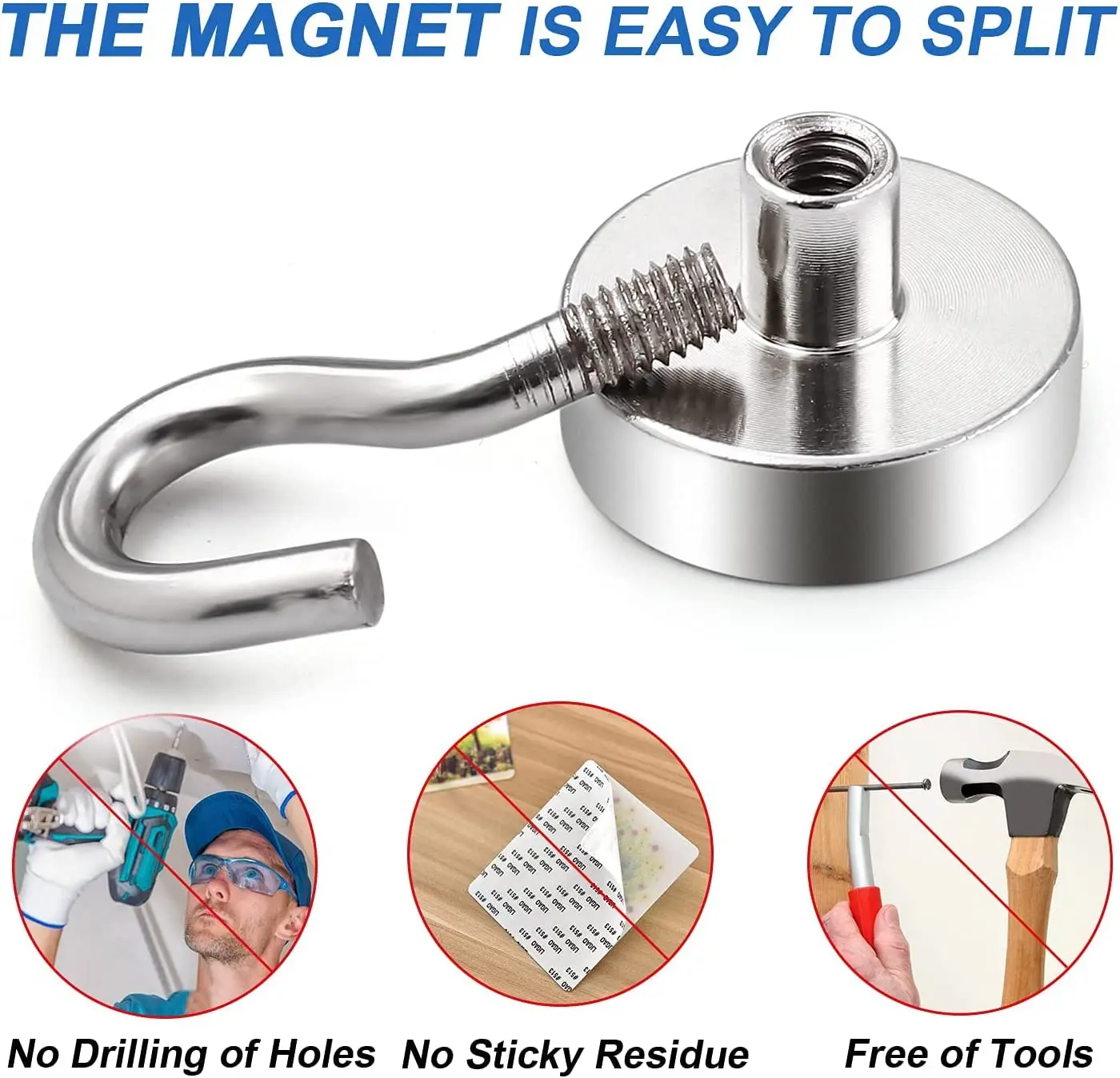 60/40/20Pcs Strong Magnet Hooks Neodymium Magnetic Hooks Heavy Duty Earth Magnets with Hook Cruise Hook Magnets for Refrigerator