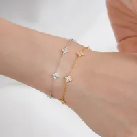 Bracelet trèfle à quatre feuilles en zircone cubique plaqué argent 925 pour femmes, chaîne réglable, bijoux plaqués or 18 carats, accessoire de mode 2