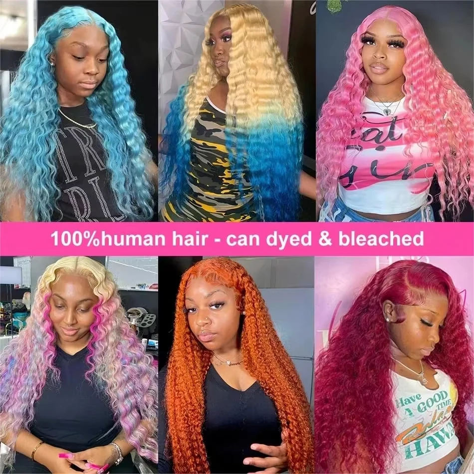 13x6 HD Lace Frontal Wig 613 Blonde Deep Wave 13x4 Transparent Lace Curly Human Hair Wigs Blonde Water Wave Wig for Women 5
