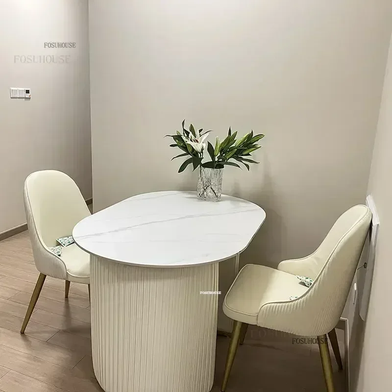 Premium Slate Dining Table Elegant Oval Design for Restaurant High-end Home Cafe