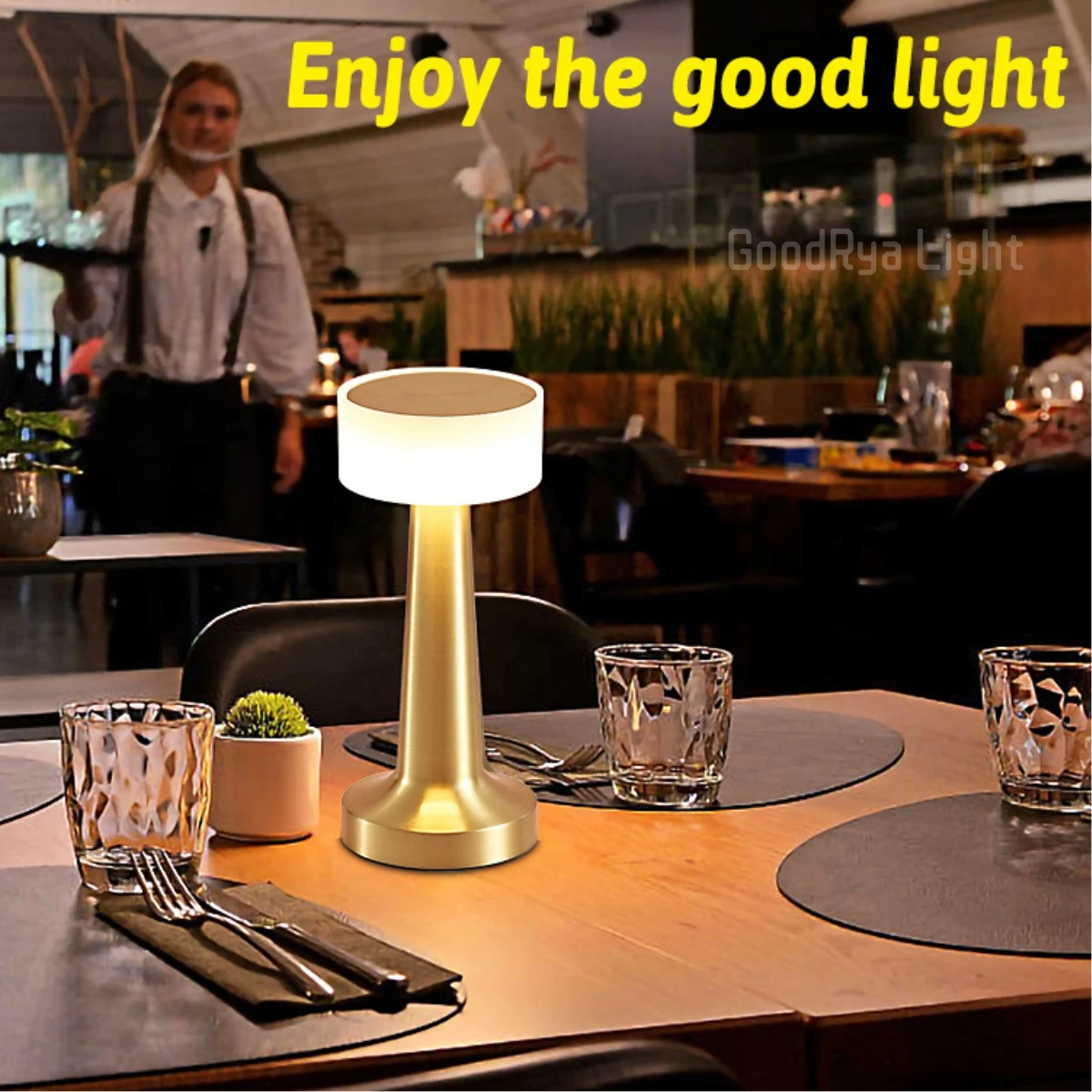 Vintage LED Rechargeable 3 Color Bar Restaurant Coffee Desktop Decorative Metal Table Lamp Touch Bedroom Bedside Night Lights