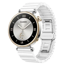 Elegant 18mm Ceramic and Metal Strap for Smartwatches - Comfortable and Replaceable Bracelet (White A)