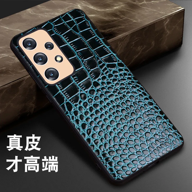 Luxury Genuine Cow Crocodil Leather Magnetic Cover Mobile Phone Book Case For Samsung Galaxy A73 A53 Esports Edition Funda Cases