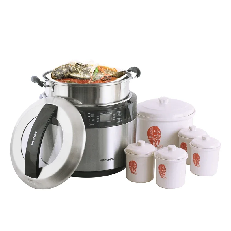 Digital Stainless Steel Electric Slow Cooker with Steamer Basket Direct Stew or Water Stew Slow Cooker Pot