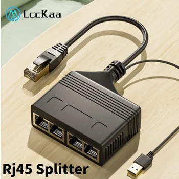 LccKaa RJ45 분배기, 1-4 이더넷 어댑터, 인터넷 네트워크 케이블 익스텐더 RJ45 커넥터 커플러, PC 노트북 TV 박스 라우터용