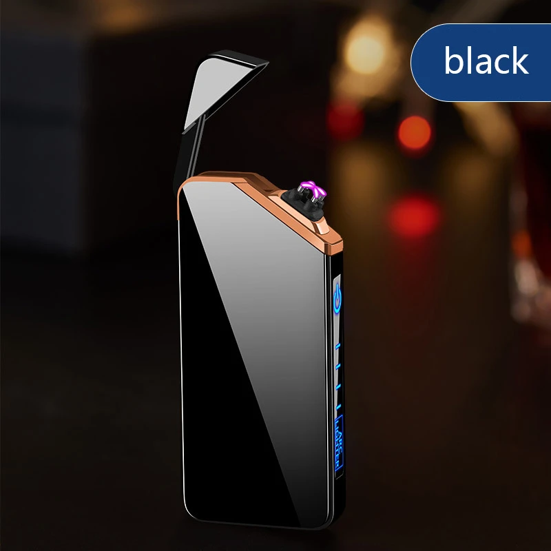 Metal Windproof Cigarette Lighter Portable Dual Arc Electric Flameless Plasma Touch Sensing Outdoor Cigar Gift for Men