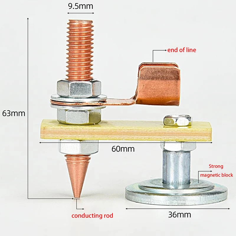 1Pc Strong Magnetic Welding Ground Clamp Magnet Head Welder Holder Fixture Sheet Metal Repair Ground Wire Clamp