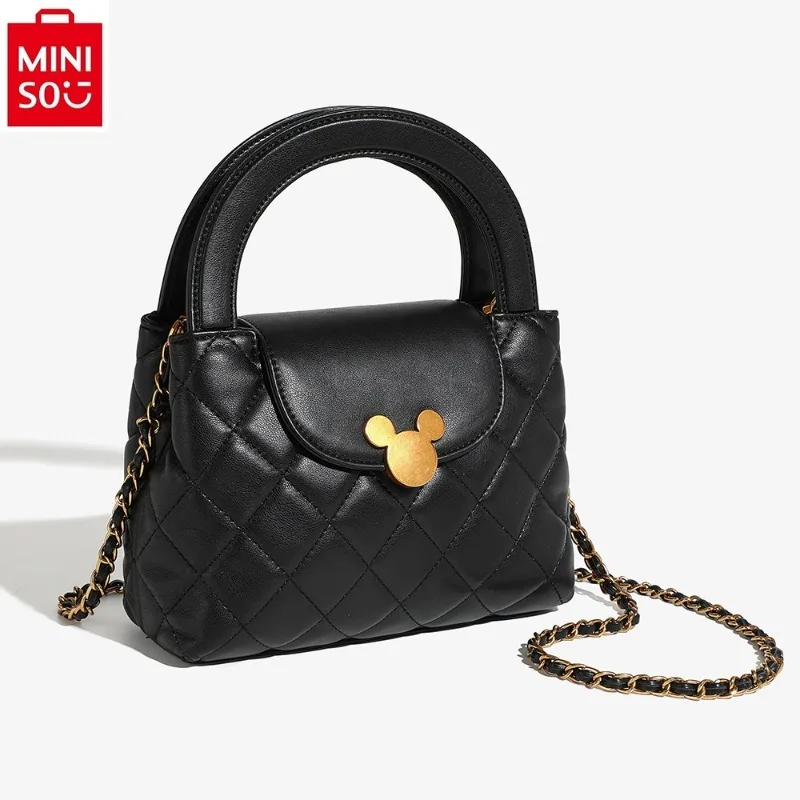 

MINISO Disney Mickey Fashion High Quality Diamond Pattern Storage Bag Women's Large Capacity Versatile Handheld Chain Bag