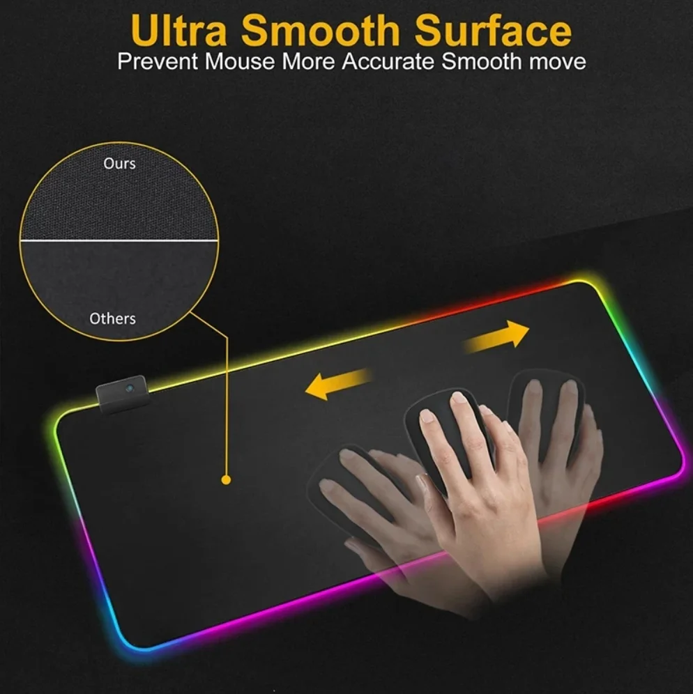 LED RGB Mousepad Keyboard Cover Desk-mat Waterproof Large Gaming Mouse Pad Multi-size Computer Gamer Esports Mouse Pad Backlit