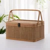 1Pc Bamboo Basket Woven Storage Kitchen Shopping Harvesting Container Dry Goods Household Gardening Baskets Handheld Fruits Egg 1