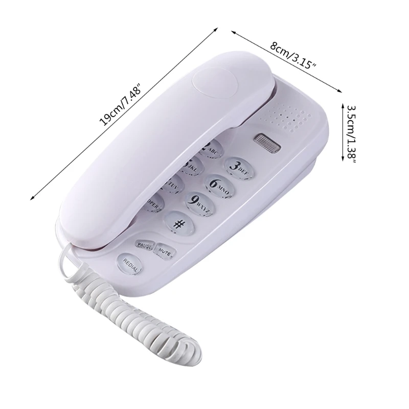 Wall Mounted Phone Fixed Landline Desktop Telephones with Call Light, Mute, and Redial Function Clear Sound 96BA