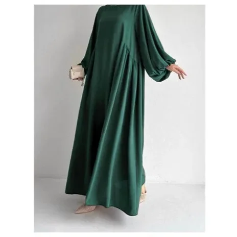 Muslim Women's Simple Clothing Long Robe Abaya Dress Elegant Modesty Middle East Fashion Women's Traditional Clothing - Image 3