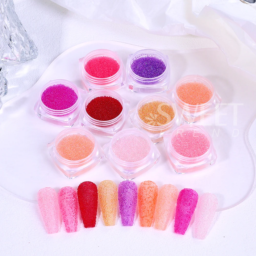17/22/23 Colors Nail Art Caviar Beads 0.6-0.8mm 3D Craft Micro Glass Bubble Nail Art Rhinestones for Nail Art Decorations Charm