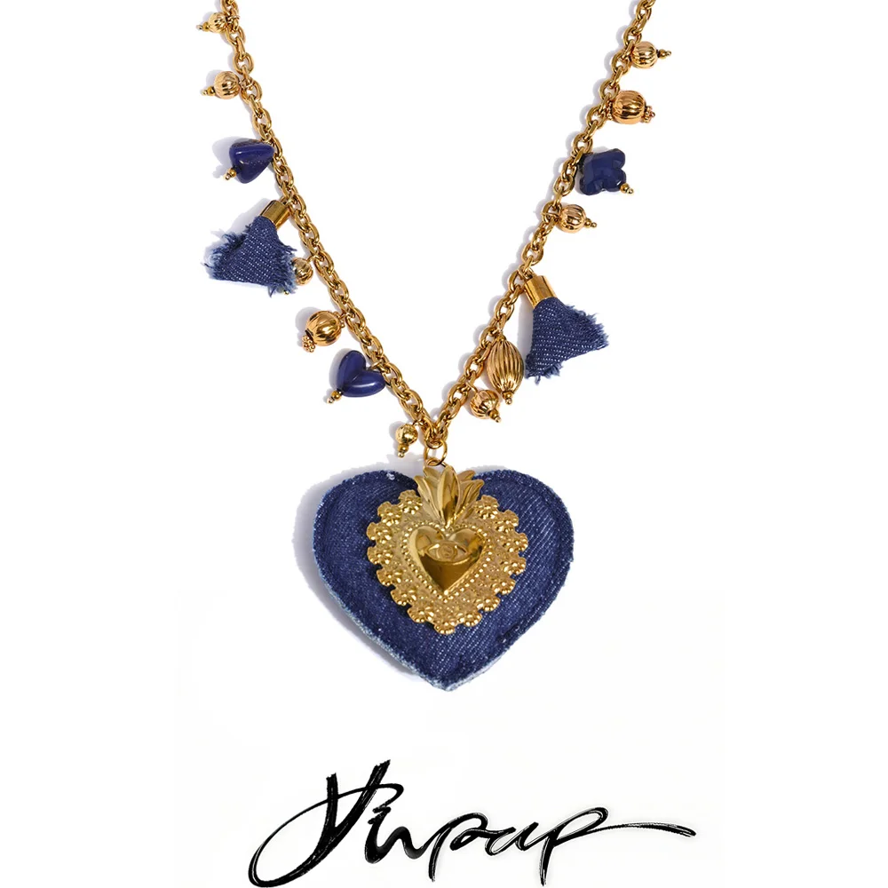 Yhpup Heart Pendant Charm Necklace Women
