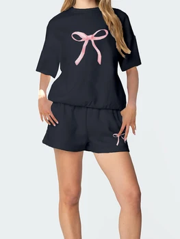 Casual Summer Outfits for Women Floral Print Round Neck T-Shirt with Elastic Waist Shorts - 2 Piece Set for a Stylish Look 5