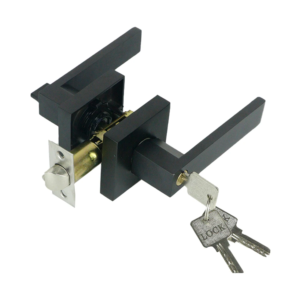 Door Handle Lock Square Channel Privacy Mask Interior Bedroom Bathroom Three-Bar Spherical