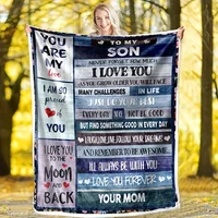 1pc Letter Flannel Blanket, To My Son From Mom Throw Blanket, Warm Cozy Soft Blanket For Couch Bed Sofa Office Camping 1