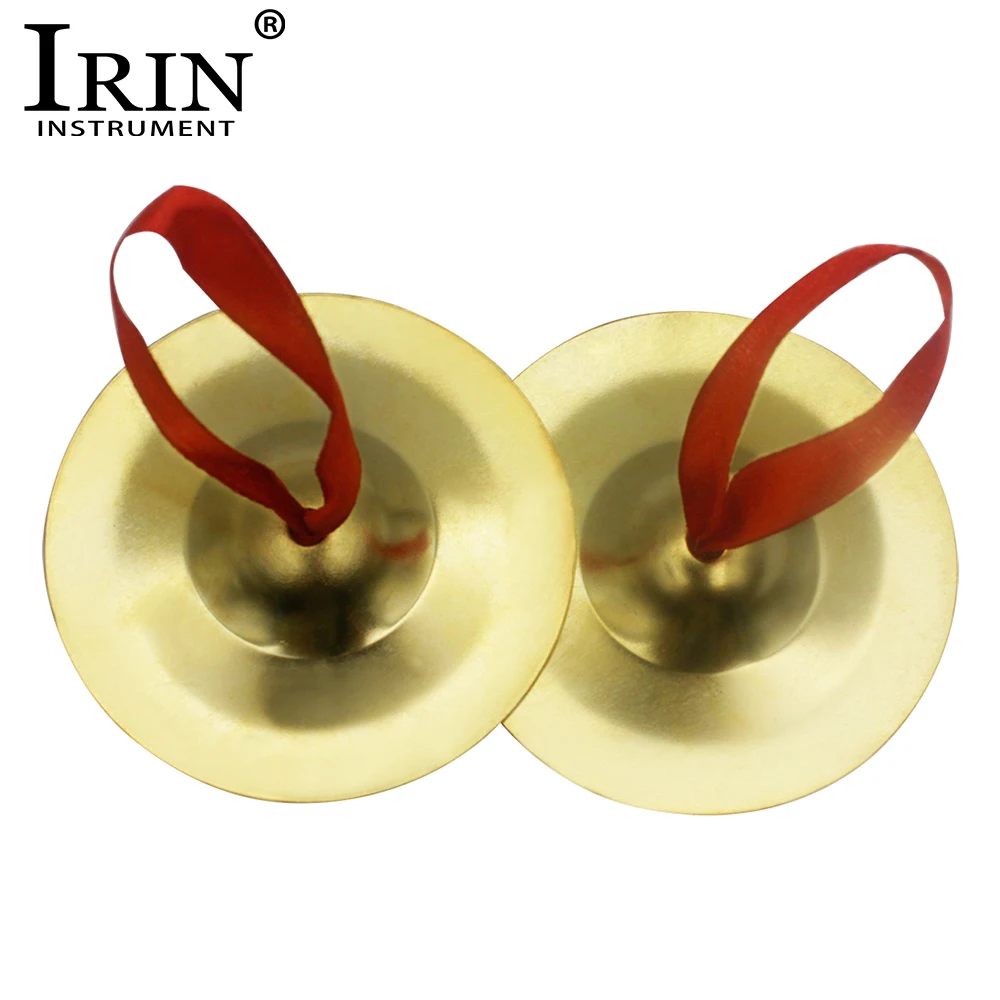 IRIN 1 Pairs Brass Finger Cymbals Belly Dance Indian Dance Golden Finger Cymbals With Rope Diameter 7cm Percussion Instrument