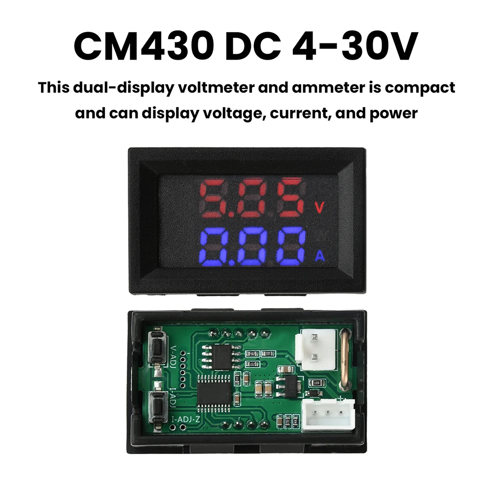 CM430 디지털 전압계 전압 전류 전력계 전류계 전압 테스터 DC4-30V 전압 측정 장비 LED 디스플레이