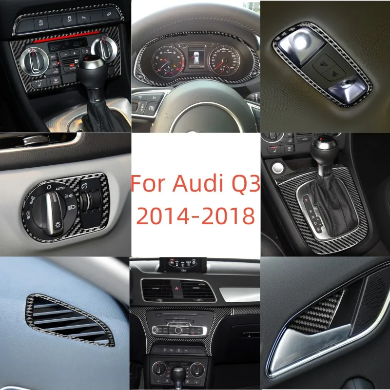 

Car Interior Reading Light Air Conditioning Knob Frame Panel Carbon Fiber Stickers For Audi Q3 2014-2018 Styling Accessories