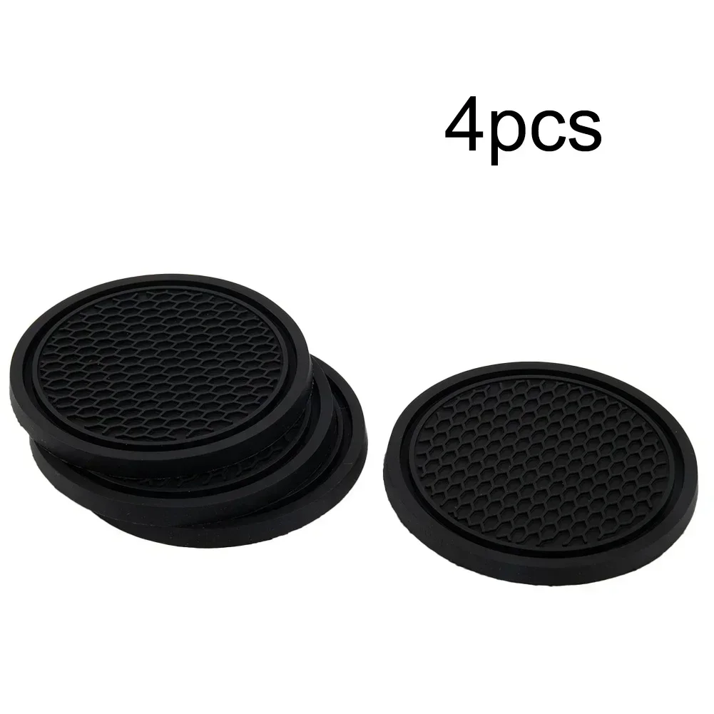 4x Car Cup Holder Anti-Slip Insert Coaster Mat Car Interior Accessories Black General Silicone Coasters Replacement Parts