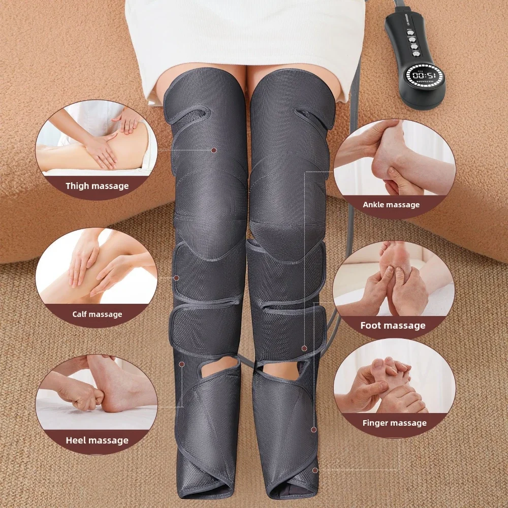 Full Airbag LCD Digital Display Air Wave Massager Leg Massage Machine Vibration Heating Foot Massager for Knee Thigh and Calf