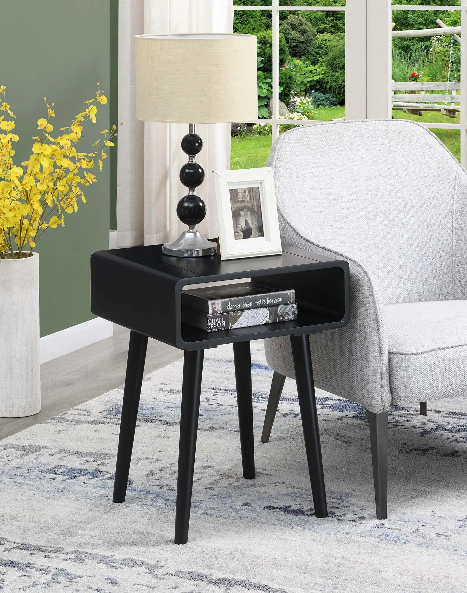 

Convenience Concepts Napa End Table with Shelf, Black