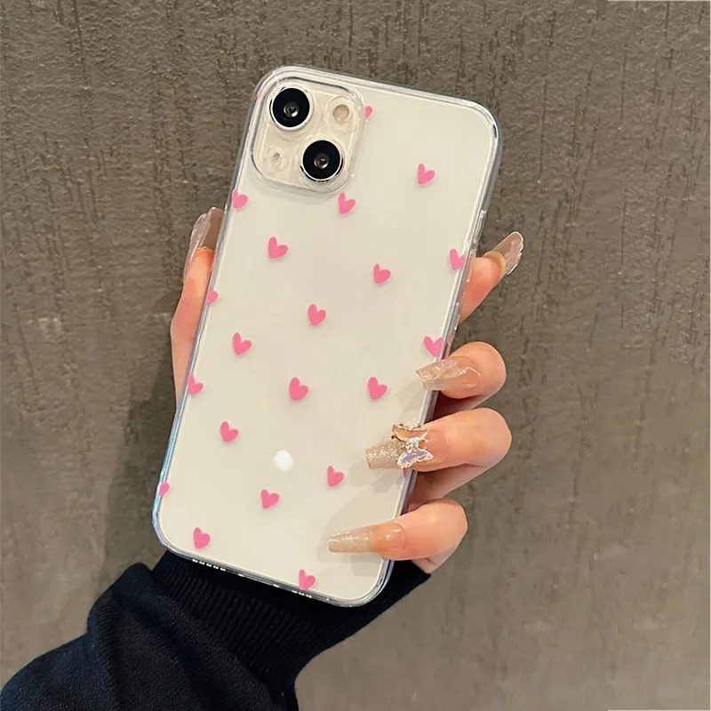 Pink Little Love Heart Shockproof Soft Phone Case Cover